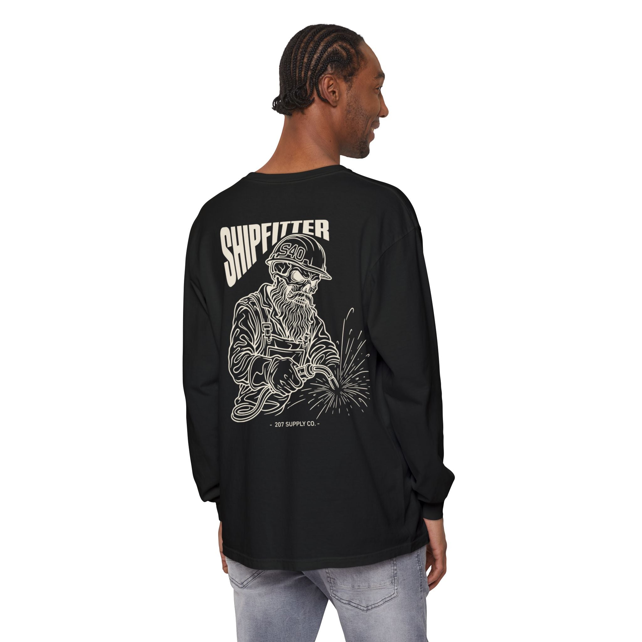 Shipfitter Bearded Skull Long Sleeve - Dark