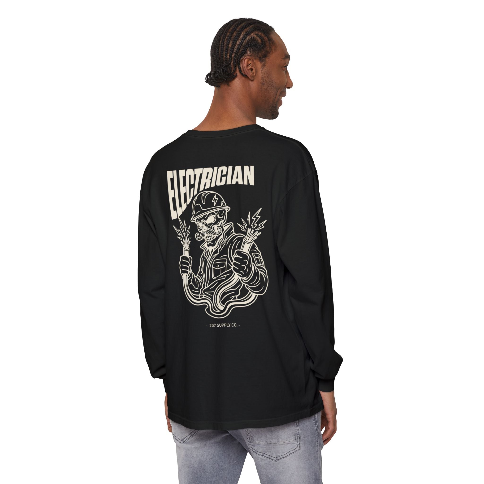 Electrician Skull Long Sleeve Tee - Dark