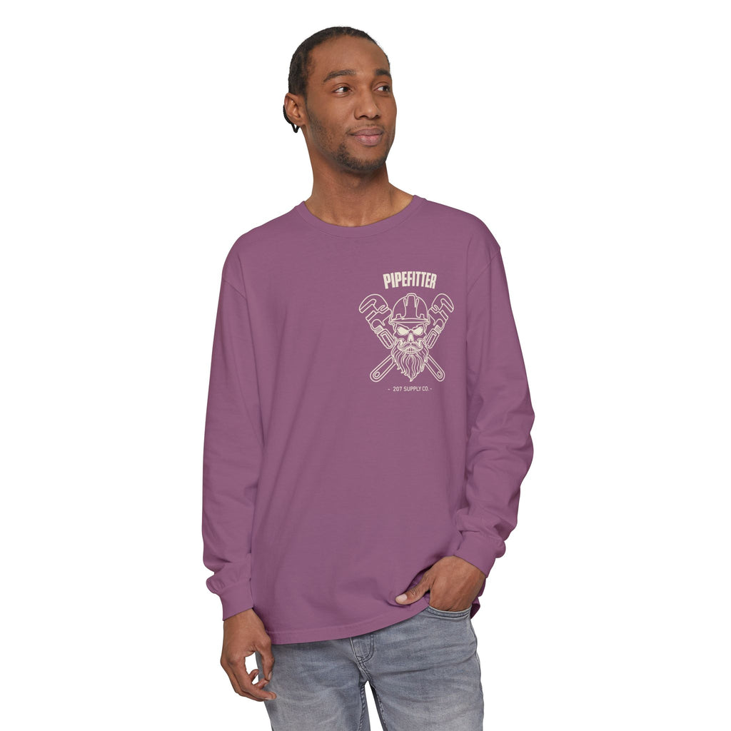 Pipefitter Skull Long Sleeve T-Shirt - Dark