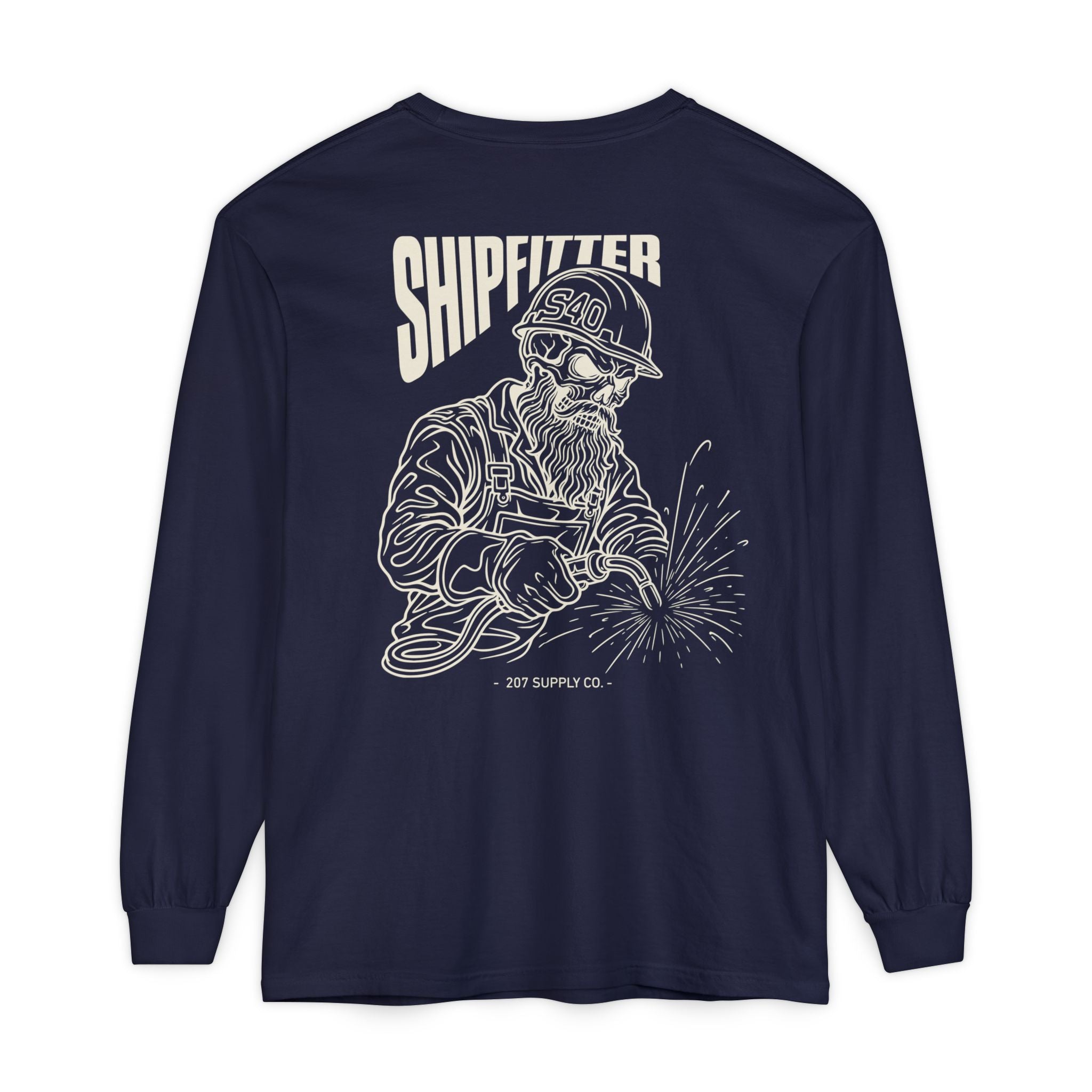 Shipfitter Bearded Skull Long Sleeve - Dark