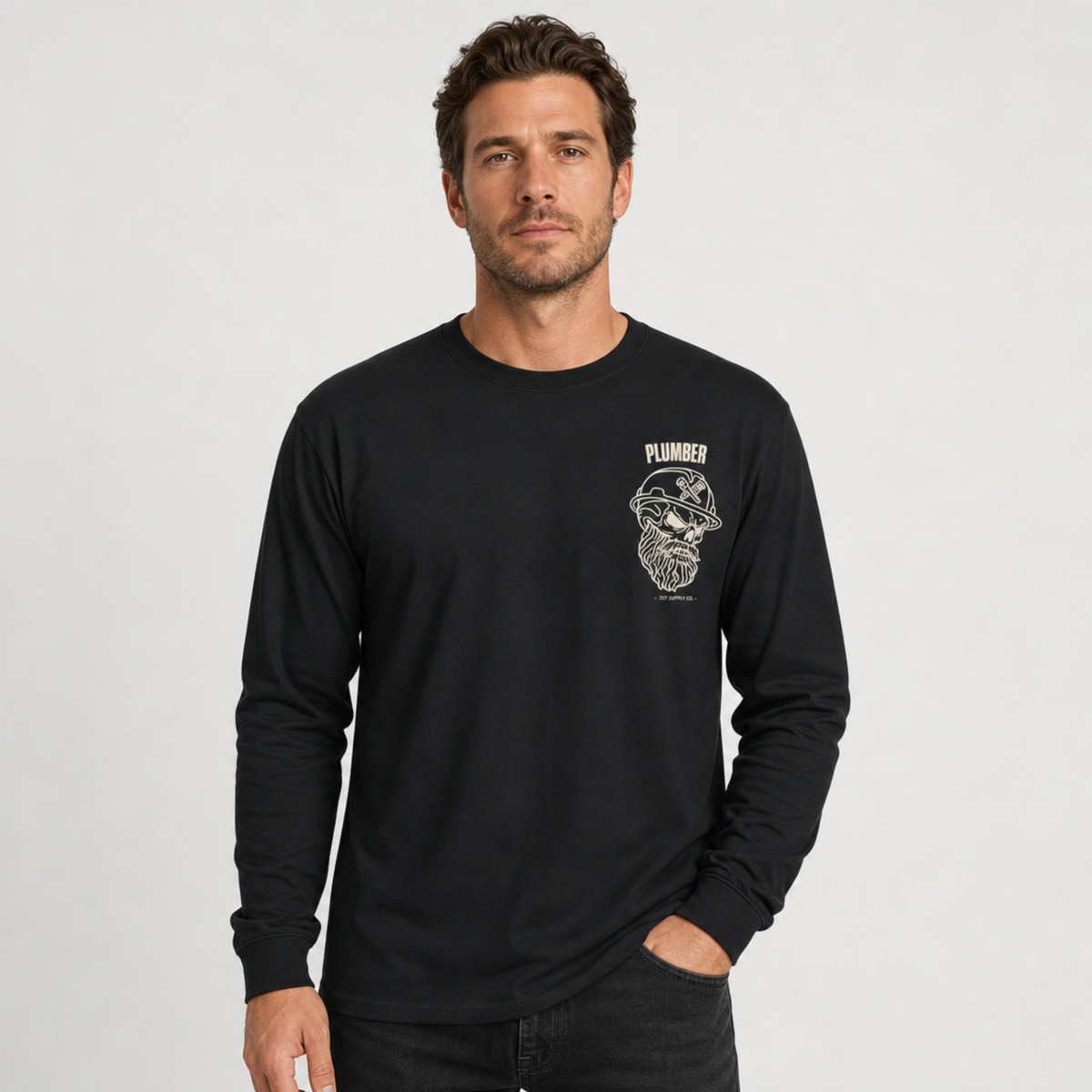Plumber Skull Long Sleeve Tee - Dark