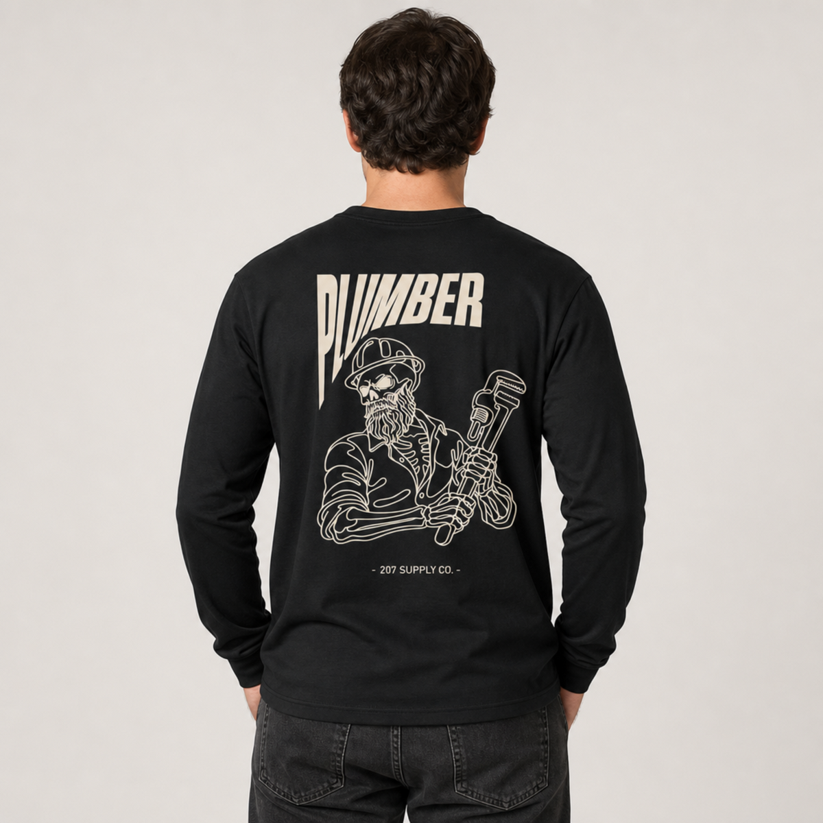 Plumber Skull Long Sleeve Tee - Dark