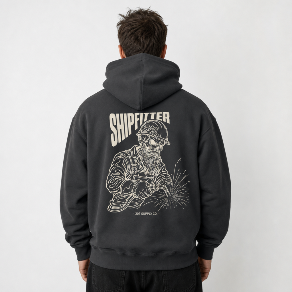 Shipfitter Bearded Skull Hoodie - Dark