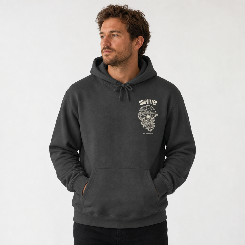 Shipfitter Bearded Skull Hoodie - Dark