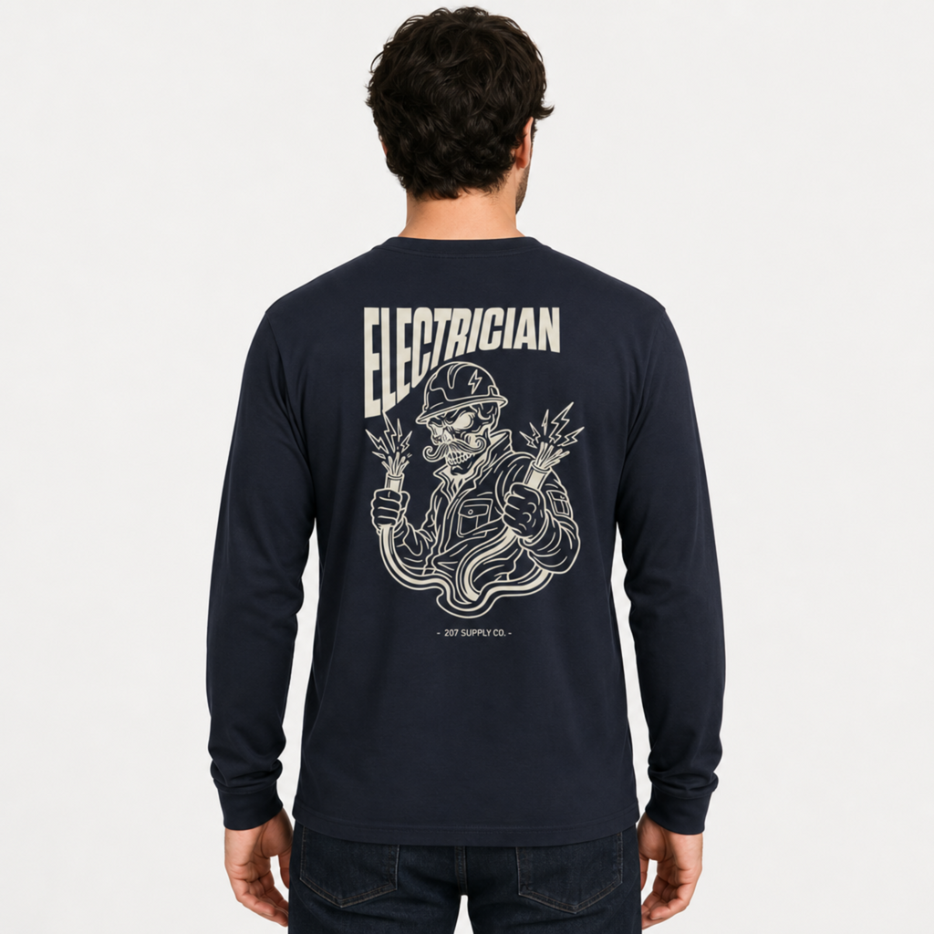 Electrician Skull Long Sleeve Tee - Dark