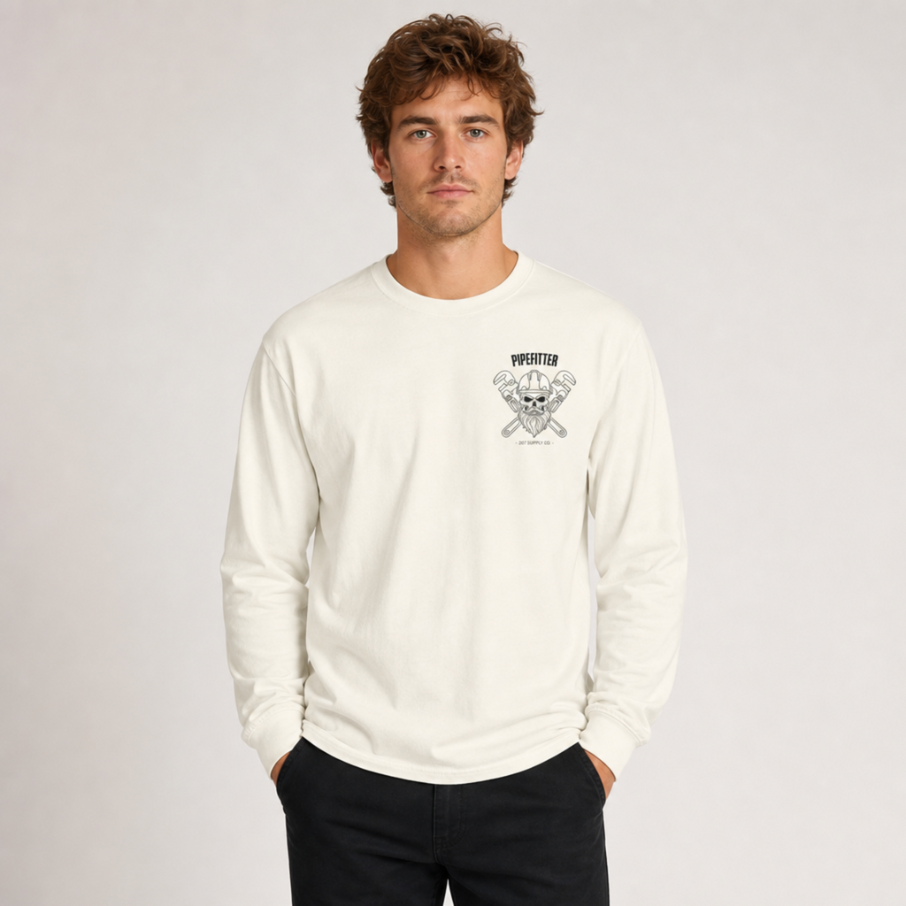 Pipefitter Skull Long Sleeve T-Shirt