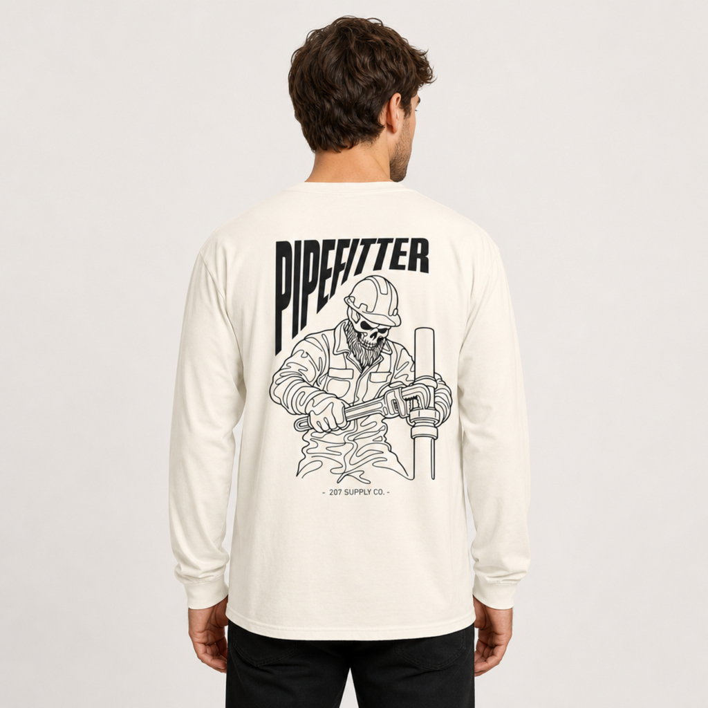 Pipefitter Skull Long Sleeve T-Shirt